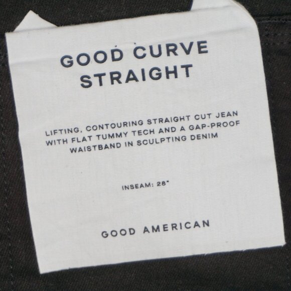New Good American Good Curve High Rise Straight Jeans in Black001 size 4/27 - Picture 12 of 16